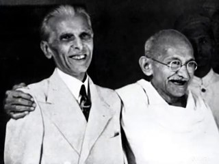 Muhammad Ali Jinnah and Gandhi together laughing