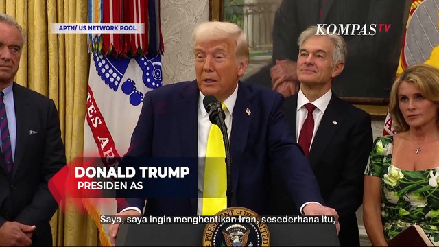 Detik-Detik Trump Hentikan Bicara soal Nuklir Iran Karena Tamu Pingsan di Gedung Putih