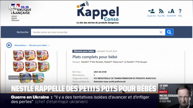 Rappels de produits: Nestlé rappelle des petits pots pour bébés