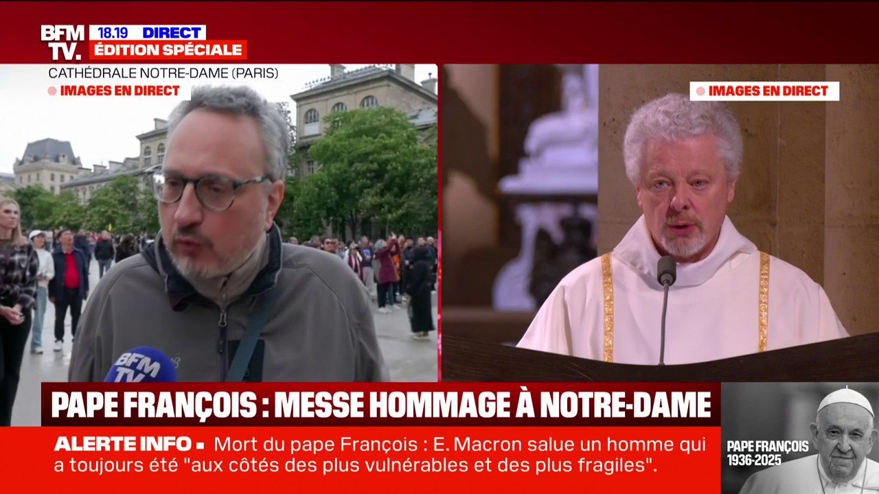 "Je suis là pour rendre hommage à un grand homme": une messe en hommage au pape François a débuté à Notre-Dame de Paris