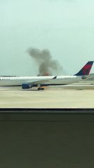 US plane engine catches fire
