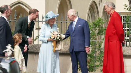 Royals depart Easter Sunday service at Windsor