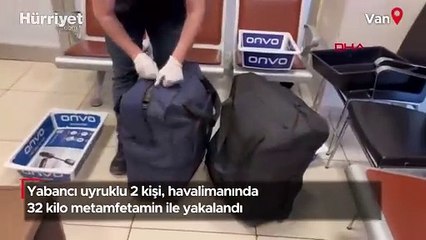 Yabancı uyruklu 2 kişi, havalimanında 32 kilo metamfetamin ile yakalandı