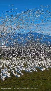 These birds are presenting a very beautiful scene, and what a heart-stopping sight they are in such large numbers.