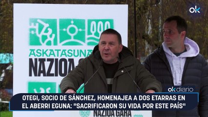 Otegi, socio de Sánchez, homenajea a dos etarras en el Aberri Eguna: "Sacrificaron su vida por este país"