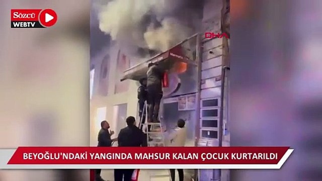 Beyoğlu'nda büfede çıkan yangın söndürüldü; mahsur kalan çocuk kurtarıldı