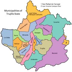 (Venezuela) Map of Trujillo State. Peta Negara Bagian Trujillo. Trujillo State Map. Map of State of Trujillo. State of Trujillo Map. Map of Trujillo. Peta Trujillo. Trujillo Map. Mapa del Estado de Trujillo. Mapa de Trujillo