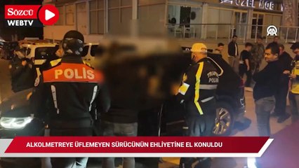 Trafik uygulamasında alkolmetreye üflemeyen sürücünün ehliyetine el konuldu