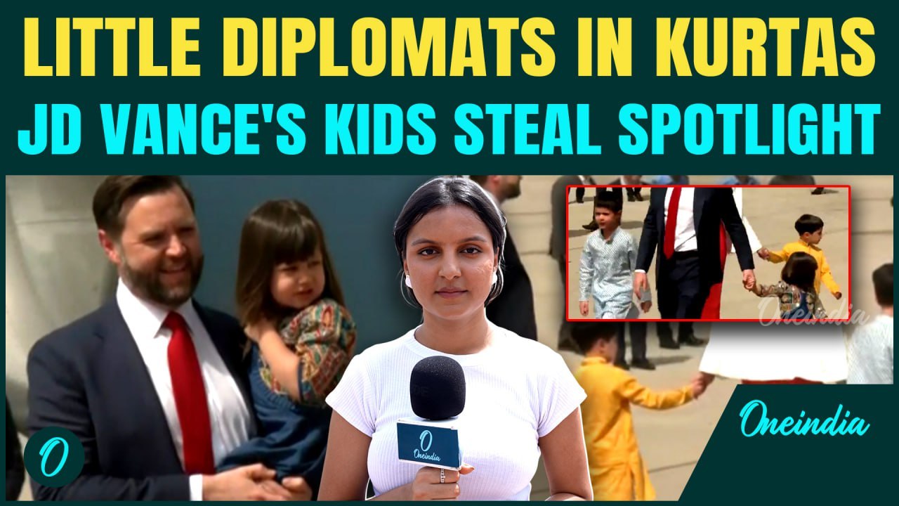 Vance's Children Win Hearts in Traditional Indian Attire on Arrival in Delhi | Usha Vance | PM Modi