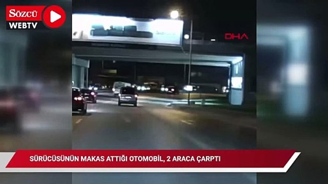 Sürücüsünün makas attığı otomobil, 2 araca çarptı