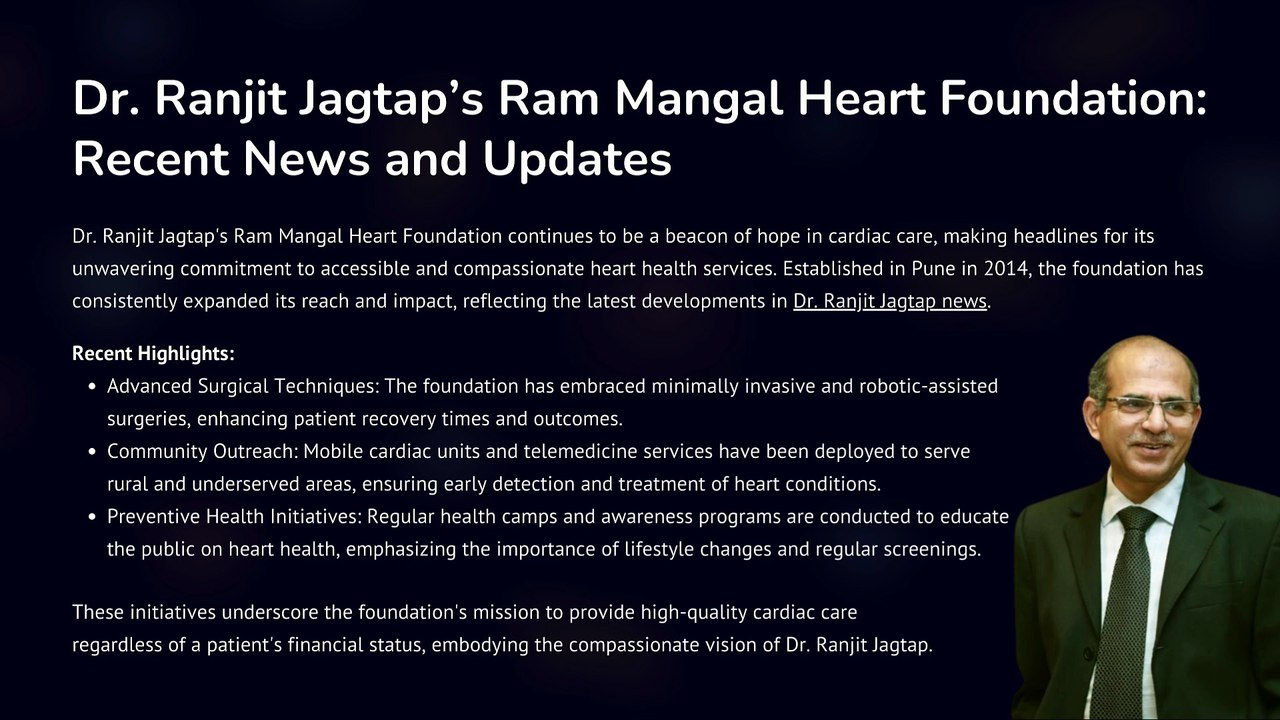 Dr. Ranjit Jagtap’s Ram Mangal Heart Foundation: Recent News and ...