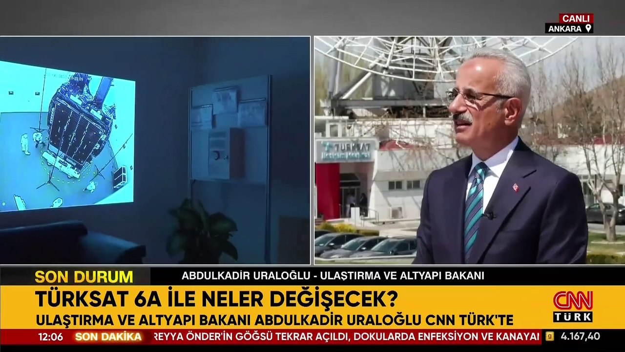 Ulaştırma ve Altyapı Bakanı Abdulkadir Uraloğlu CNN TÜRK'te: TÜRKSAT 6A BUGÜN HİZMETE ALINIYOR