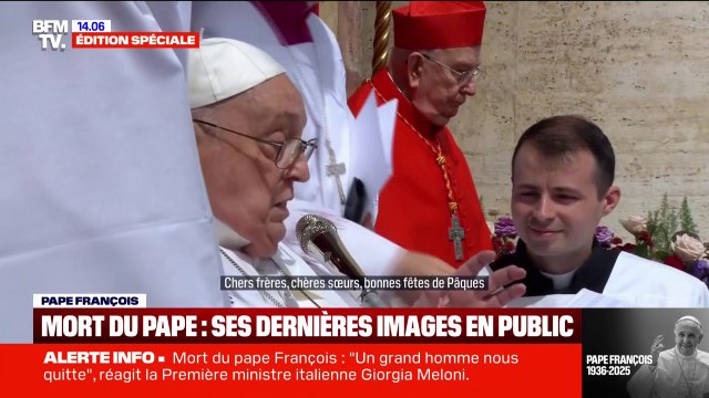La dernière apparition du pape François, dimanche, pour les célébrations de Pâques au Vatican