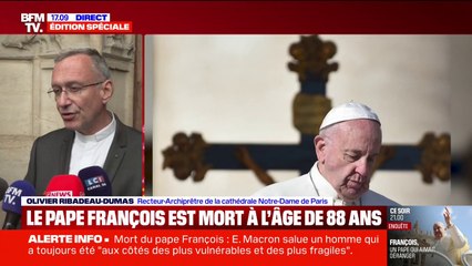 Mgr Olivier Ribadeau-Dumas, Recteur de la cathédrale de Paris, rend hommage au pape François