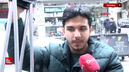 İstanbul'da deprem anında otomobilin üstüne atladı