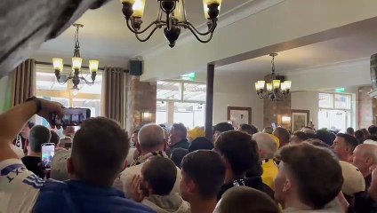 Leeds fans at The Peacock celebrate Burnley goal