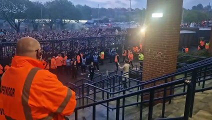 Patrick Bamford leads promotion celebrations outside Elland Road