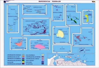 Map of Federal Dependencies of Venezuela. Peta Dependensi Persekutuan Venezuela. Federal Depensies  of Venezuela Map. Mapa de las Dependencias Federales de Venezuela. Peta Dependensi Federal Venezuela. Mapa de Dependencias Federales de Venezuela
