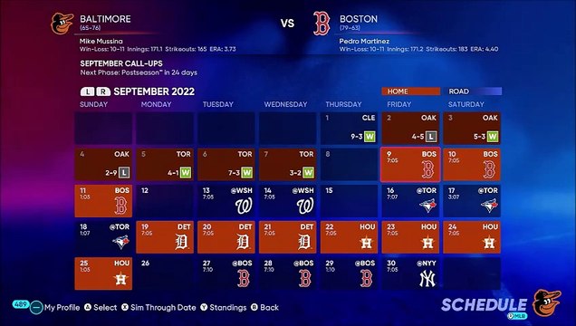 HOFBL Season 2 (9/09): Pedro allows 1 H in 7 IP, Speaker on fire; Red Sox @ Orioles