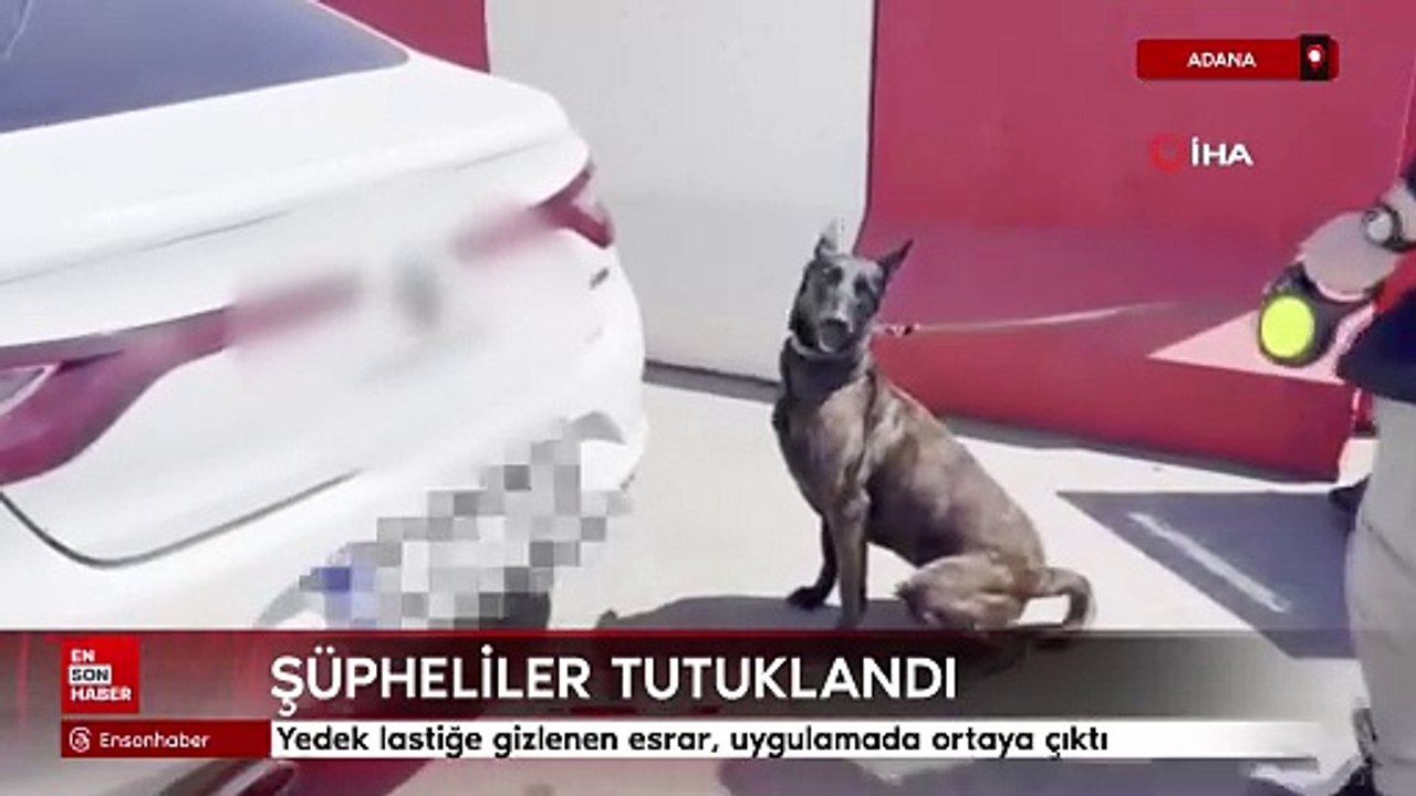 Adana'da yedek lastiğe gizlenen esrar, uygulamada ortaya çıktı