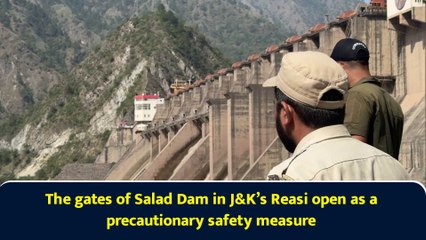 The gates of Salad Dam in J&K’s Reasi open as a precautionary safety measure