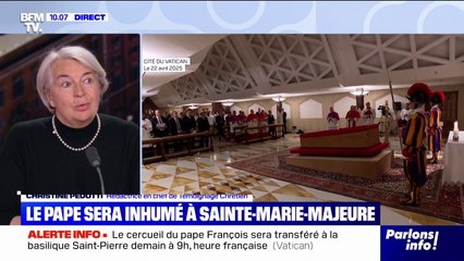 Mort du pape: "On ne célèbre pas d'obsèques le dimanche", explique Christine Pedotti, rédactrice en chef de Témoignage Chrétien