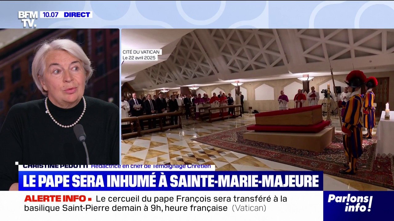 Mort du pape: "On ne célèbre pas d'obsèques le dimanche", explique Christine Pedotti, rédactrice en chef de Témoignage Chrétien