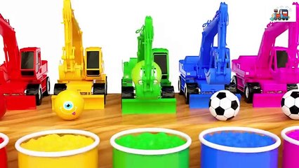 Learn Colors with Excavators, Trucks, and Balls | Fun Rhymes for Kids