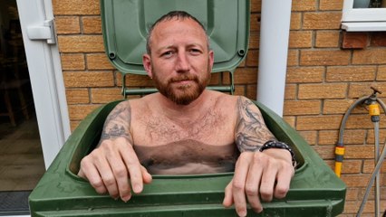 Man takes cold water dip every day - inside his wheelie bin