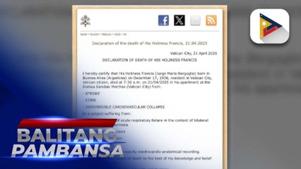 Vatican, kinumpirmang stroke at irreversible heart failure ang ikinamatay ni Pope Francis