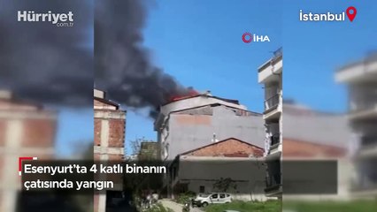 Esenyurt’ta 4 katlı binanın çatısında yangın