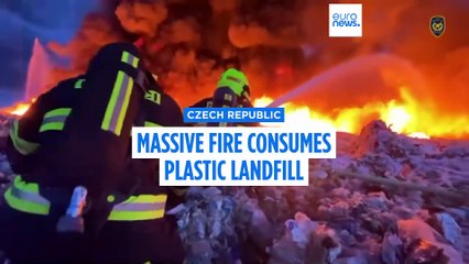 Firefighters battle massive fire at plastic landfill in central Czech Republic