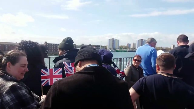 Crowds gather for HMs Dauntless which is heading on the Indo-Pacific deployment