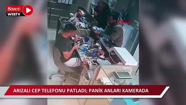 Arızalı cep telefonu patladı; panik anları kamerada