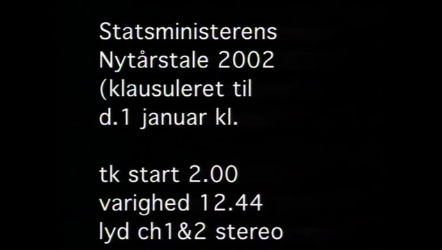 Statsministerens nytårstale 2002, v. Anders Fogh Rasmussen - DR