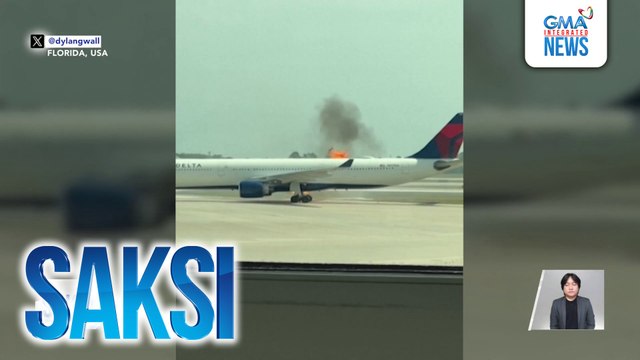 Eroplanong pa-take off na sana, nagliyab ang makina | Saksi