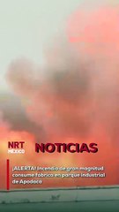 Un fuerte incendio se registró esta tarde en una fábrica ubicada dentro de un parque industrial en Apodaca, Nuevo León. Las llamas alcanzaron gran altura, generando una densa columna de humo visible a varios kilómetros.