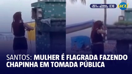 Mulher é flagrada fazendo chapinha com tomada pública na orla de Santos