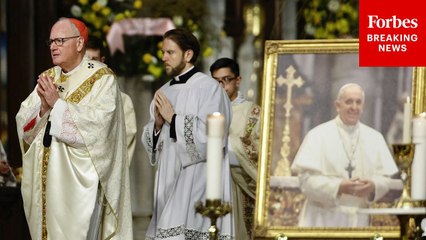 Cardinal Timothy Dolan Holds Mass For The Late Pope Francis At NYC's Saint Patrick’s Cathedral