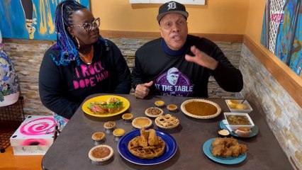 Trying Black Eyed Pea & Collard Green Soup at Sweet Potato Sensations!