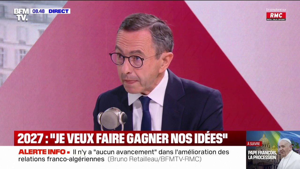 "Sa jovialité, sa bienveillance, son humour, m'ont beaucoup touché", déclare Bruno Retailleau à propos du pape François