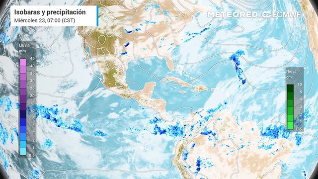 Este miércoles se preven lluvias fuertes de hasta 50 mm con tormentas eléctricas en los estados de Oaxaca y Chiapas