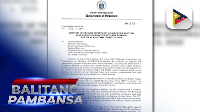 DepEd, iniutos ang pagbuo ng election task force bilang suporta sa pambansa at lokal na halalan sa Mayo
