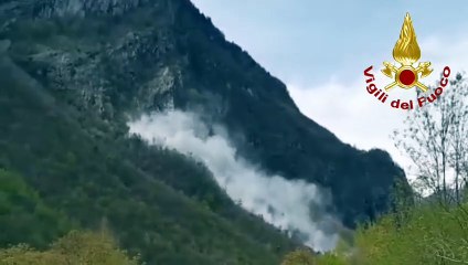 Frana in Val d'Ossola, il sorvolo dei Vigili del Fuoco (23.04.25)