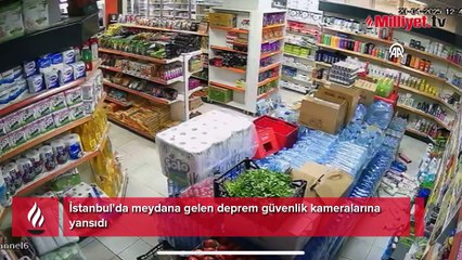 İstanbul'da meydana gelen deprem güvenlik kameralarına yansıdı
