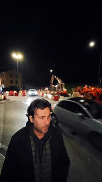 Lucca - Cantiere notturno alla nuova rotatoria di Salicchi con l'assessore Nicola Buchignani (23.04.25)