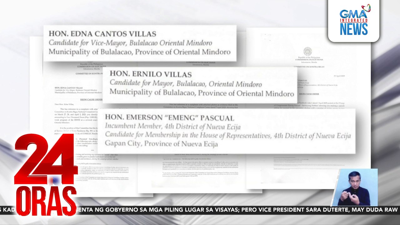 Mayoral, vice-mayoral at congressional candidates, may show cause order dahil sa umano'y vote-buying | 24 Oras