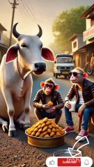 Monkey robbed cow