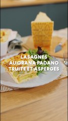 Lasagnes au grana padano truite et asperges