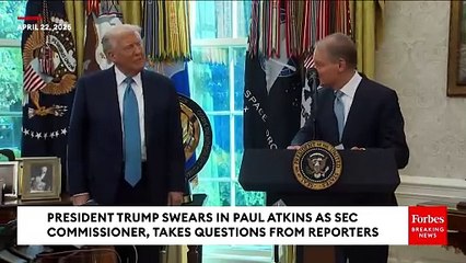President Trump Takes Question After Question From Reporters In The Oval Office